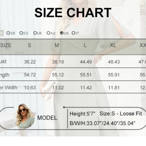 Deep Self Womens V Neck Short Sleeve Split Wrap Maxi Dress Waist - Picture 6 of 10